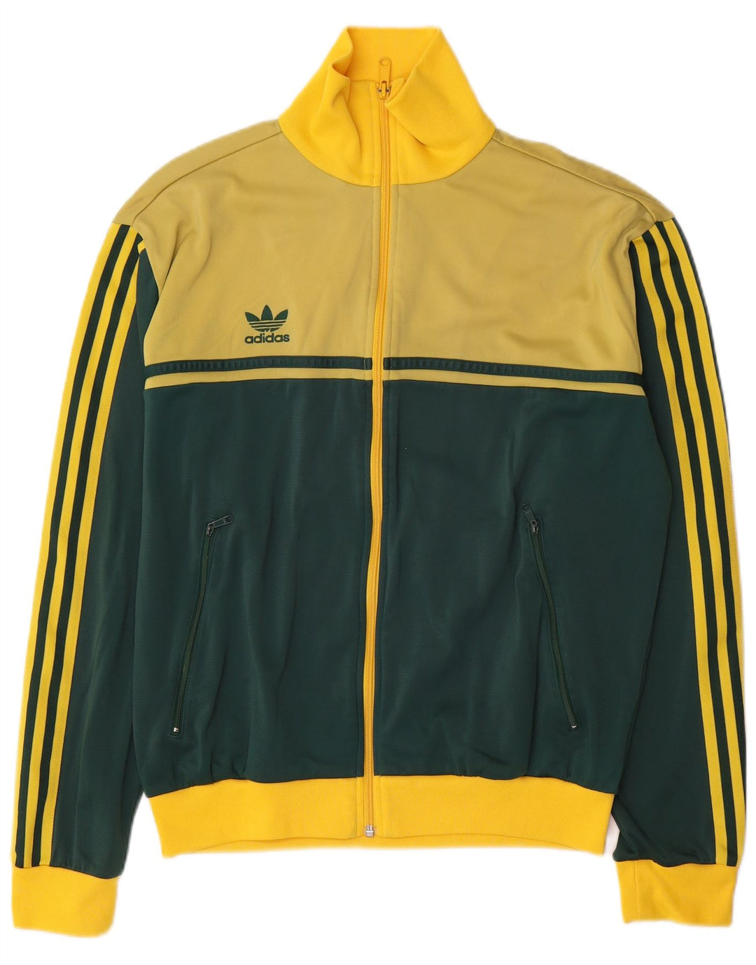 Adidas Mens Graphic Tracksuit Top Jacket Large Yellow Colourblock Polyamide