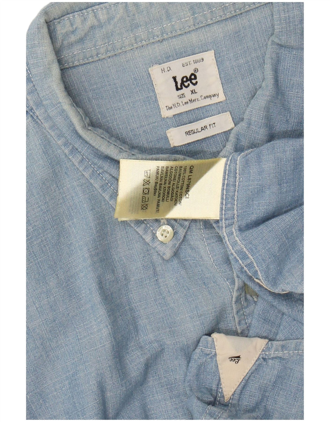 LEE Mens Regular Fit Shirt XL Blue Cotton