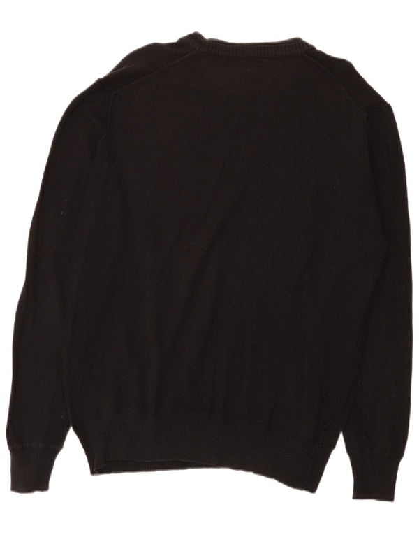 Zara Mens Boat Neck Jumper Sweater XL Black Cotton