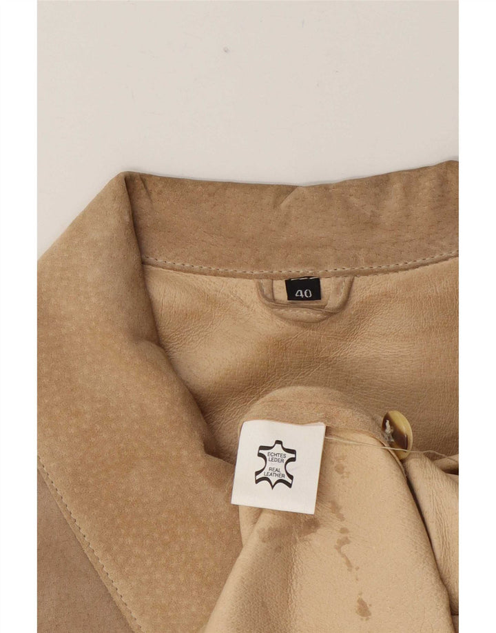 Vintage Womens Suede Gilet EU 40 Medium Beige Leather