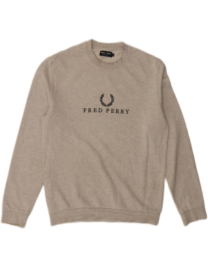 Fred Perry Mens Graphic Sweatshirt Jumper Medium Grey Cotton