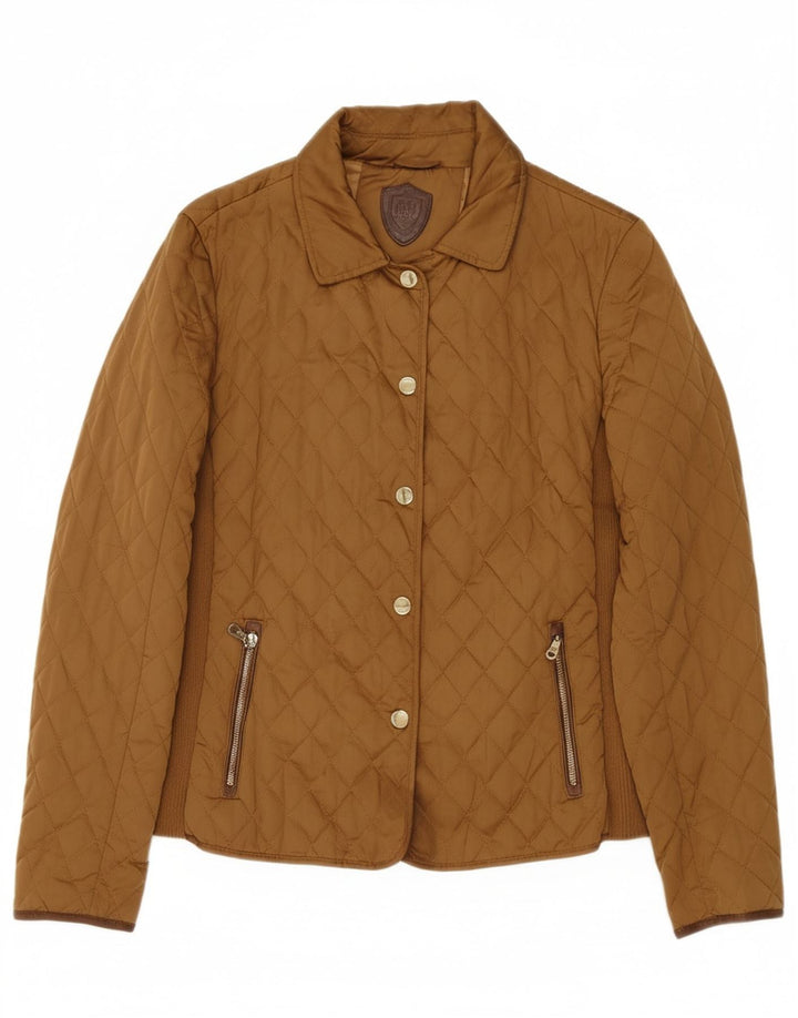 MASSIMO DUTTI Womens Quilted Jacket UK 12 Medium Brown Polyester Vintage Massimo Dutti and Second-Hand Massimo Dutti from Messina Hembry 