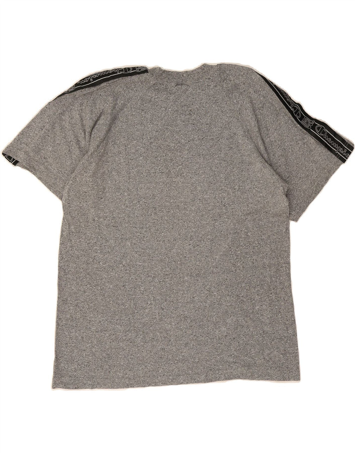 CHAMPION Mens Graphic T-Shirt Top Large Grey Colourblock Vintage Champion and Second-Hand Champion from Messina Hembry 