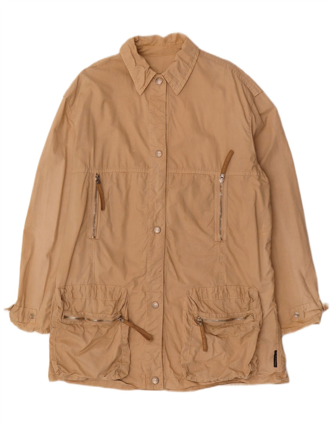 Krizia Womens Utility Jacket UK 14 Large Beige Cotton