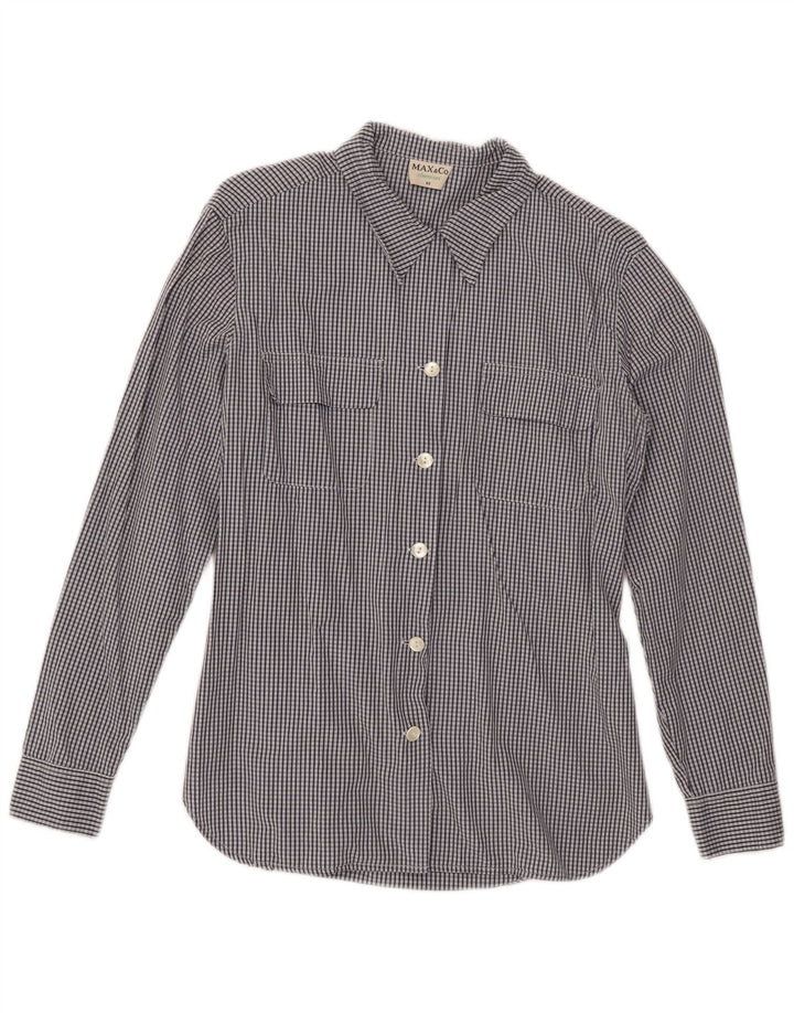 Max & Co. Womens Shirt IT 46 Large Navy Blue Check Cotton