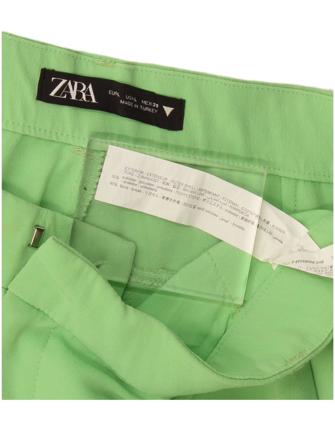 Zara Womens Straight Chino Trousers Large W34 L33 Green Polyester