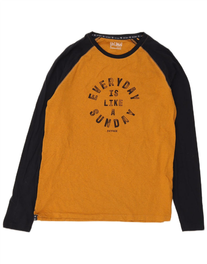 Fat Face Mens Graphic Top Long Sleeve Medium Yellow Colourblock Cotton