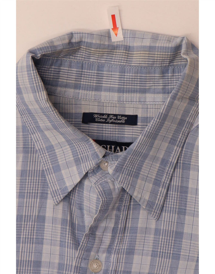 Chaps Mens Shirt Medium Blue Check Cotton