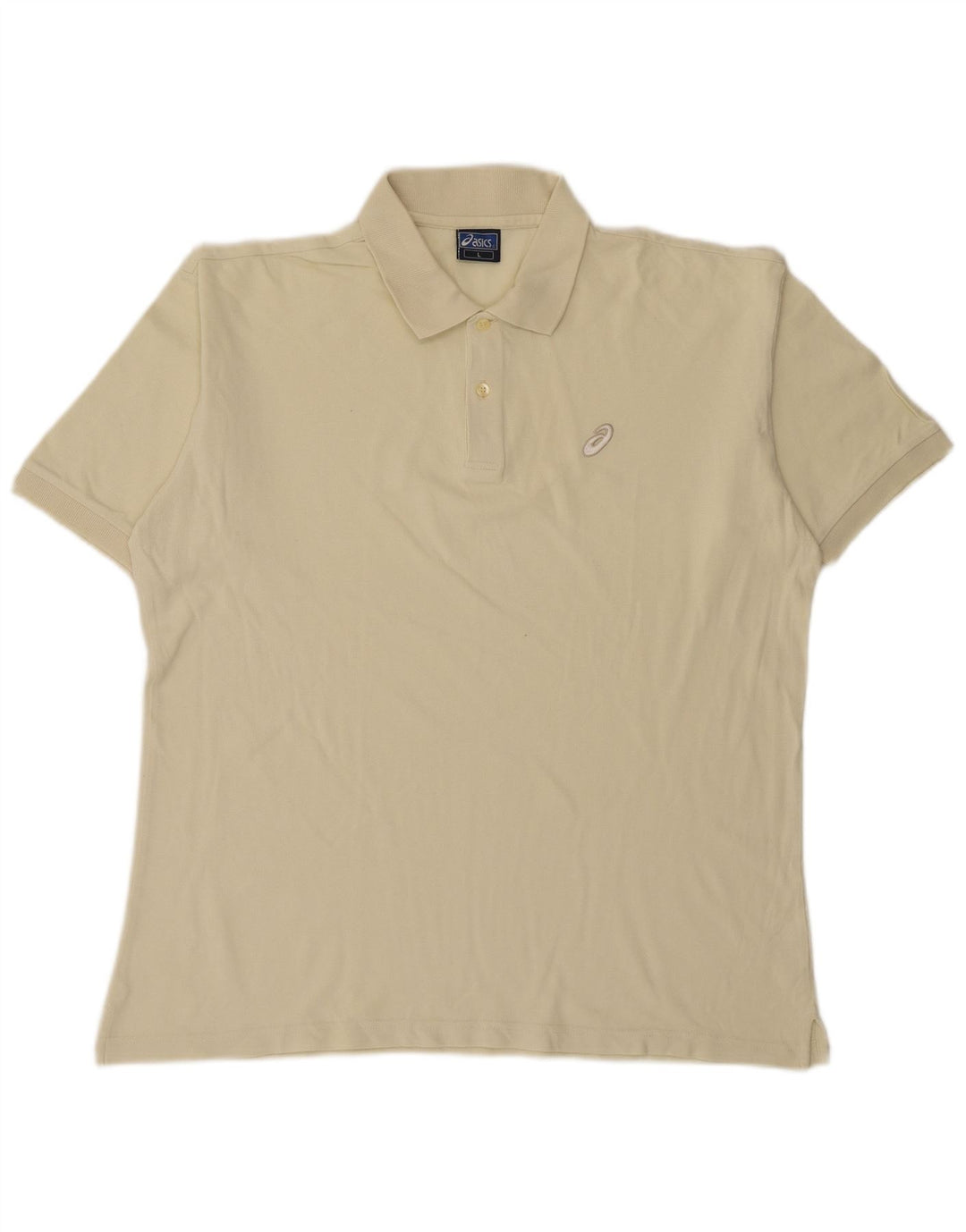 ASICS Mens Polo Shirt Large Off White Cotton
