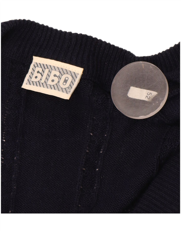BIBO Mens Cardigan Sweater IT 52 Large Navy Blue Cotton