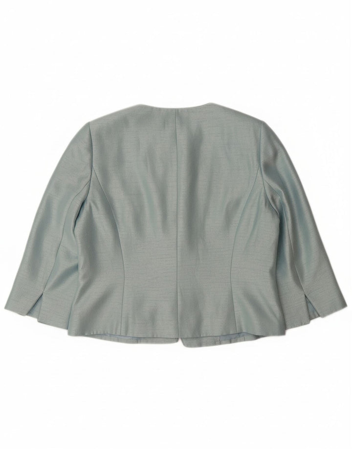 JACQUES VERT Womens 3/4 Sleeve 1 Button Blazer Jacket UK 14 Large  Blue