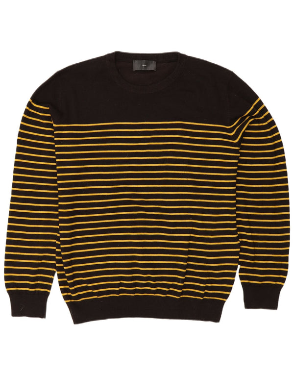 Liu Jo Mens Crew Neck Jumper Sweater XL Black Striped Cotton