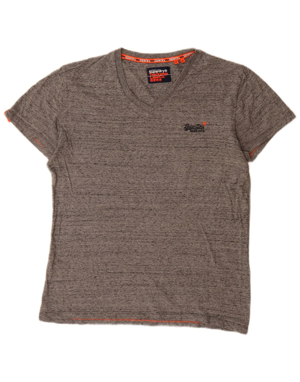 Superdry Mens T-Shirt Top Medium Grey Flecked Cotton