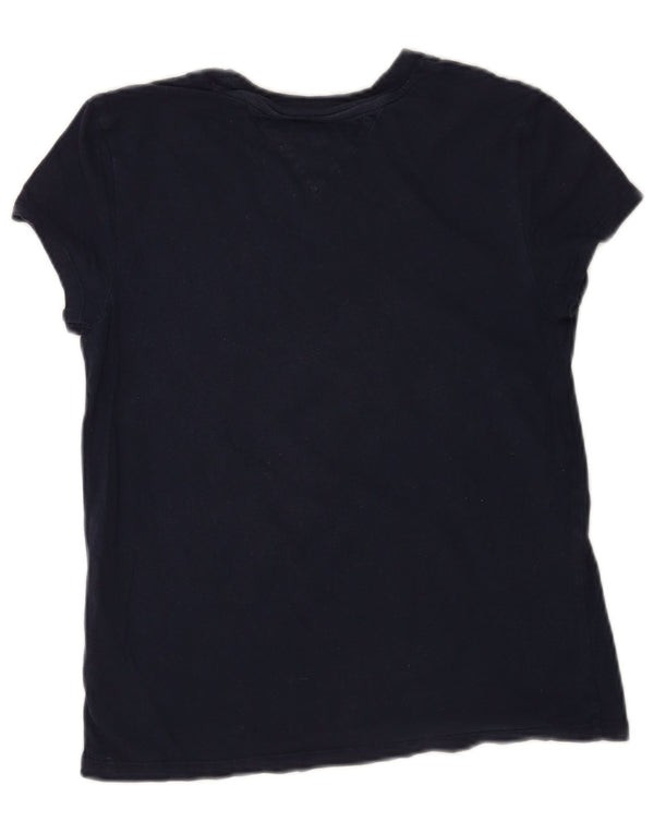 Tommy Hilfiger Womens Graphic T-Shirt Top UK 10 Small Navy Blue Cotton