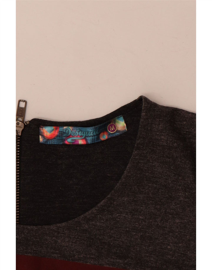 Desigual Womens Long Sleeve Sheath Dress UK 12 Medium Grey Geometric