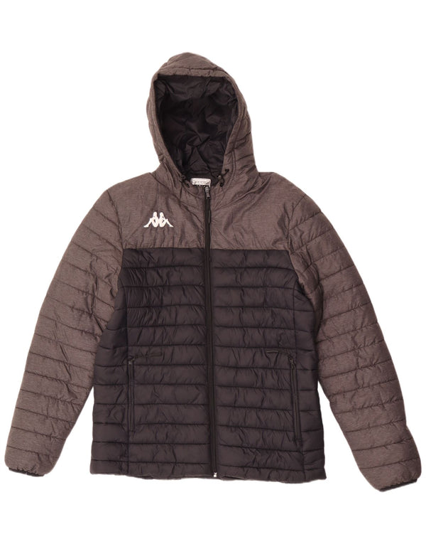 Kappa Mens Hooded Padded Jacket UK 40 Large Black Colourblock Polyamide