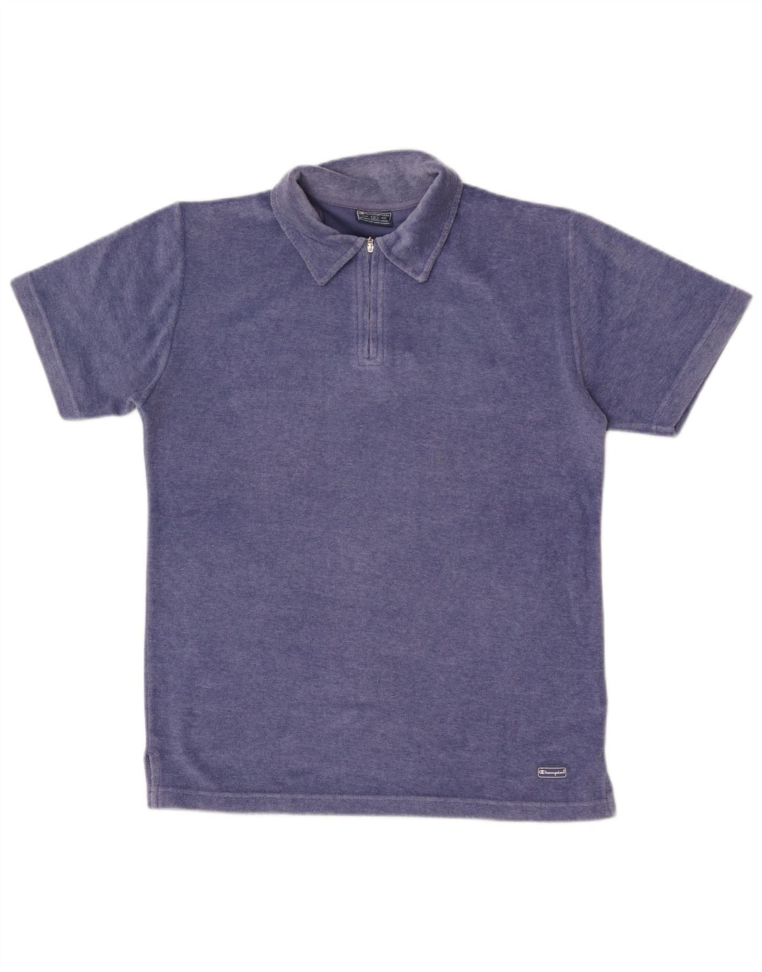 Champion Mens Velvet Polo Shirt Large Blue Polyester