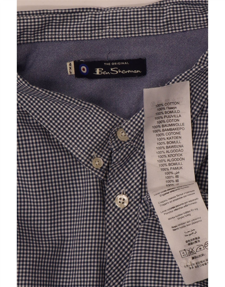 Ben Sherman Mens Shirt 4XL Blue Gingham Cotton