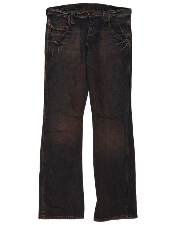 Wrangler Mens Sharkey Bootcut Jeans W32 L34 Navy Blue Cotton