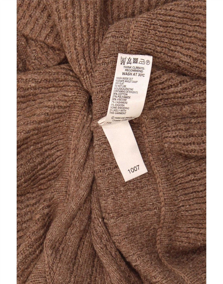 Marks & Spencer Womens Cardigan Sweater UK 12 Medium  Brown Cotton