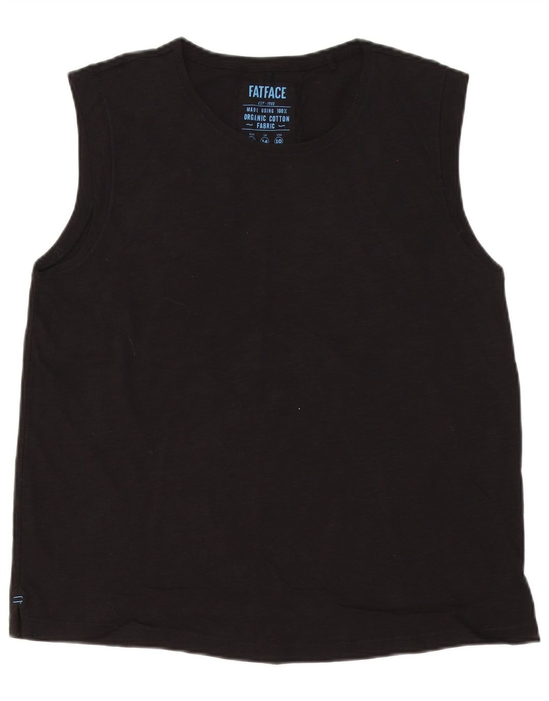 Fat Face Womens Vest Top UK 14 Large Black Cotton