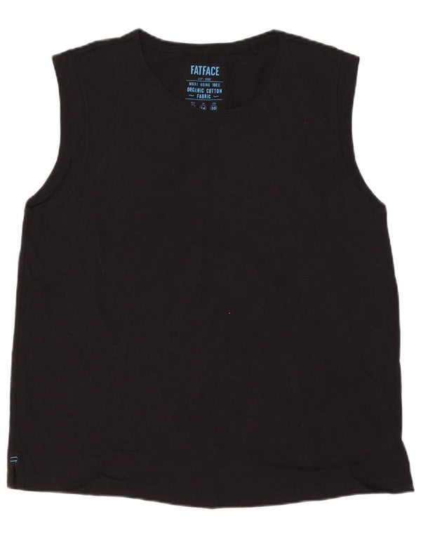 Fat Face Womens Vest Top UK 14 Large Black Cotton