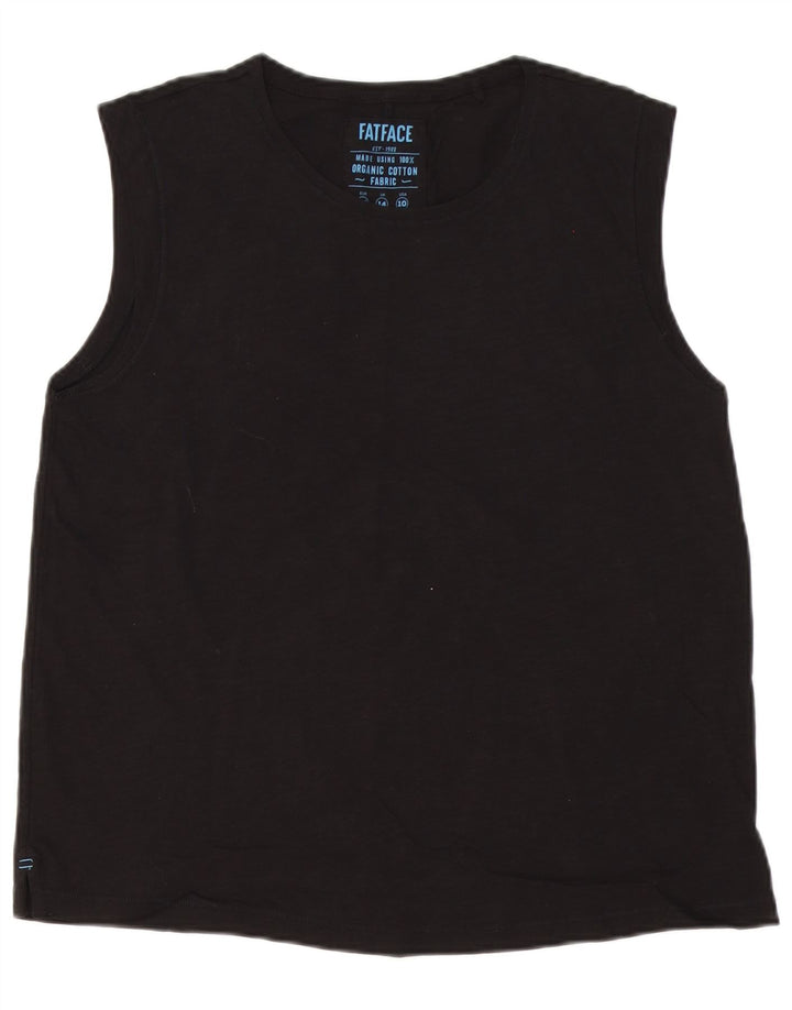 Fat Face Womens Vest Top UK 14 Large Black Cotton