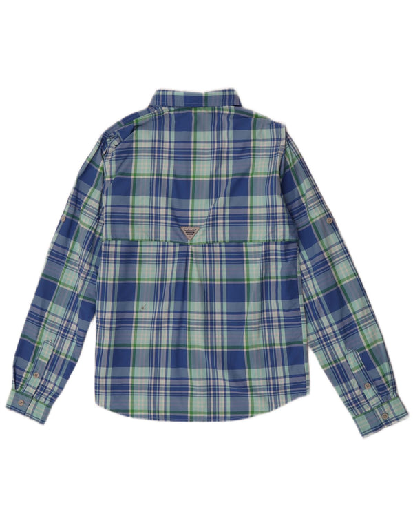 Columbia Boys Shirt 11-12 Years Large Blue Check Nylon