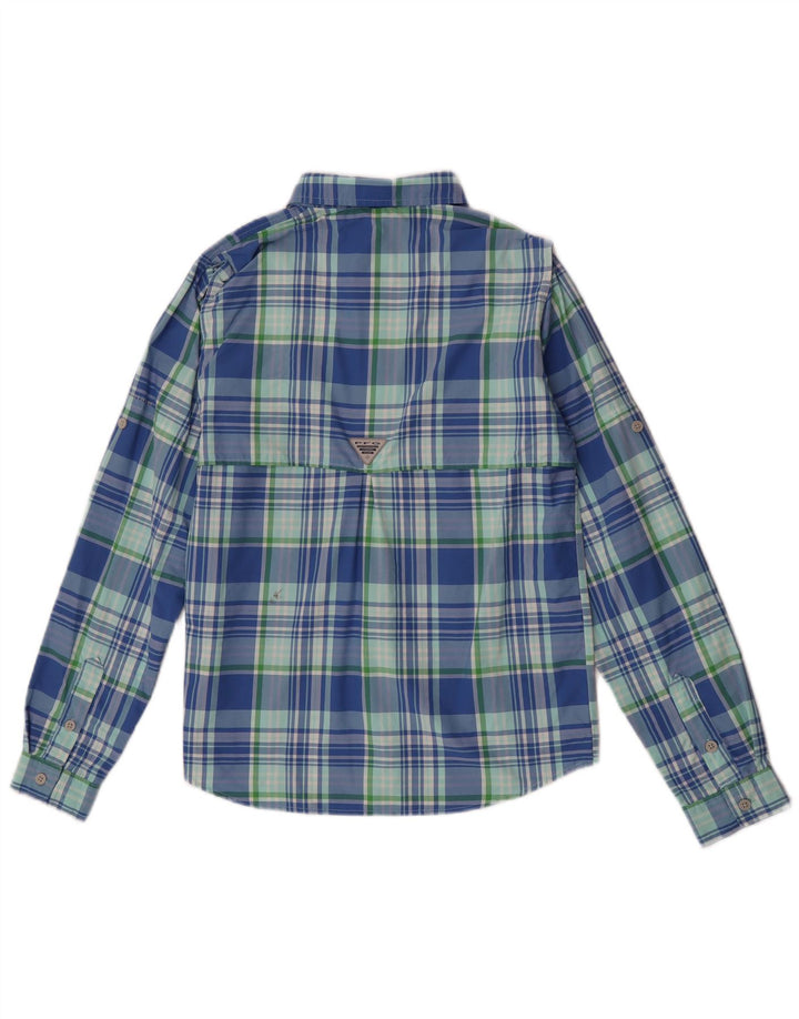 Columbia Boys Shirt 11-12 Years Large Blue Check Nylon