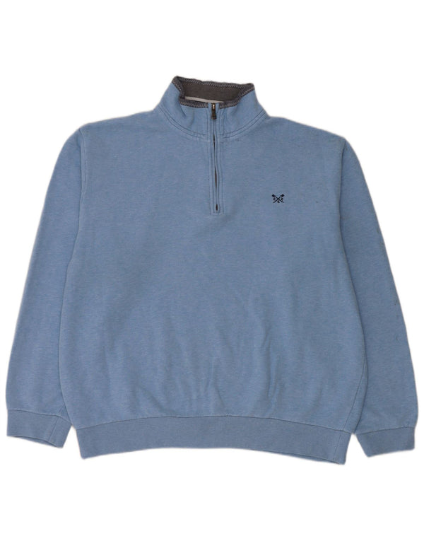 Crew Clothing Mens Zip Neck Sweatshirt Jumper Large Blue Cotton