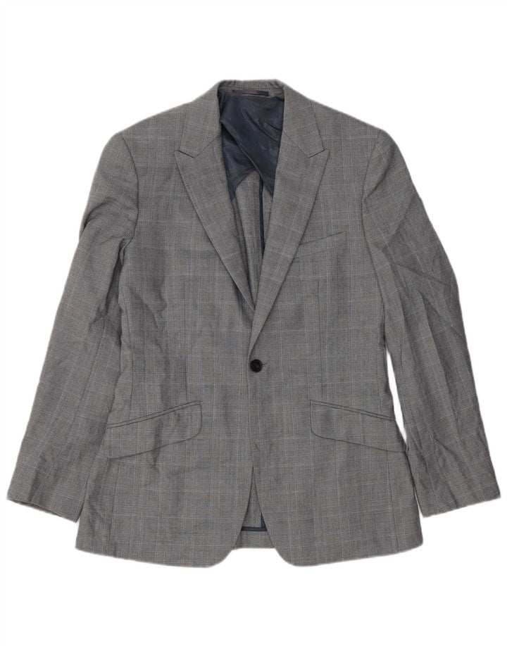 Reiss Mens 1 Button Blazer Jacket UK 36 Small Grey Check