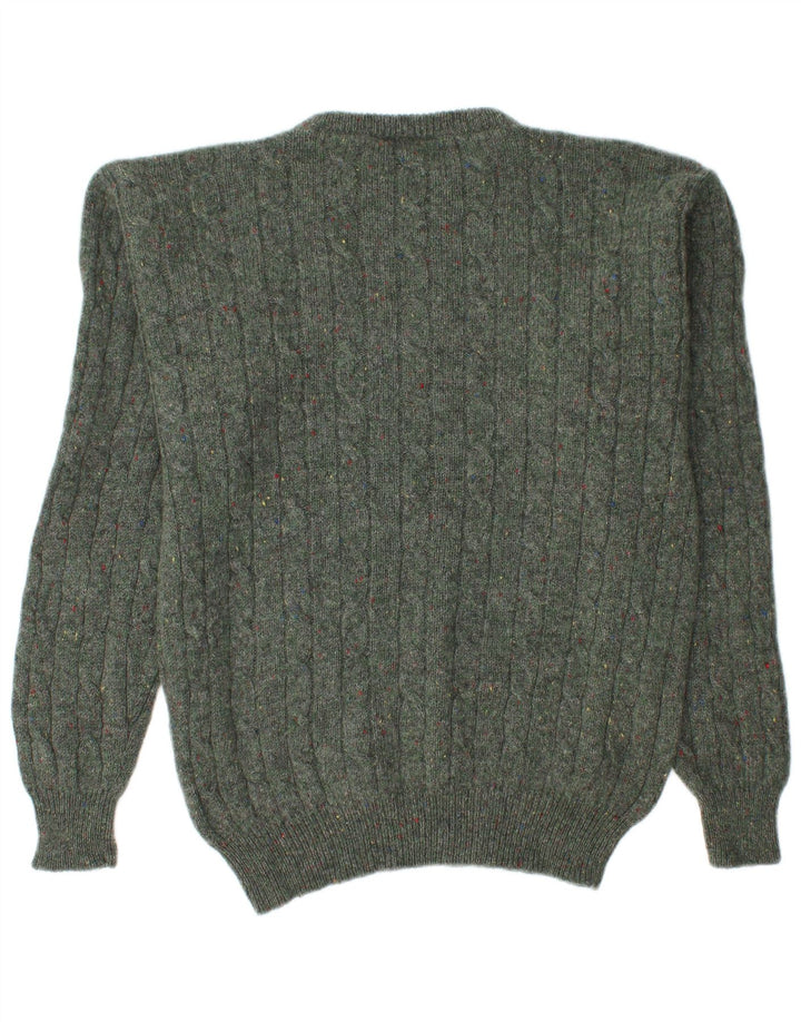 Highmoor Mens Boat Neck Jumper Sweater Large Green Flecked Wool