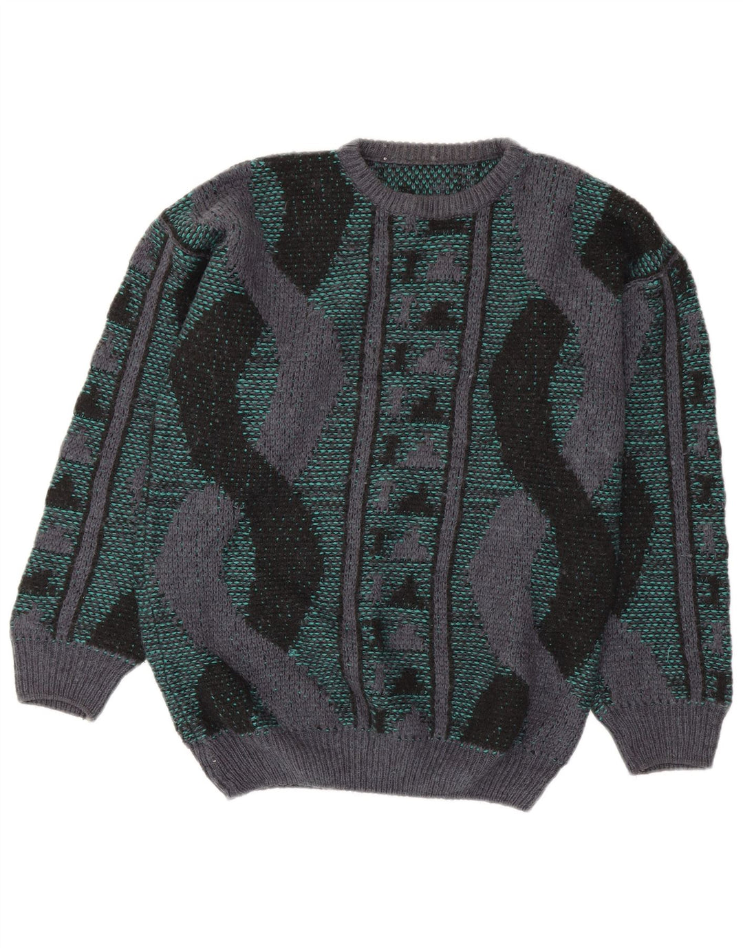 VINTAGE Mens Crew Neck Jumper Sweater Medium Multicoloured Geometric