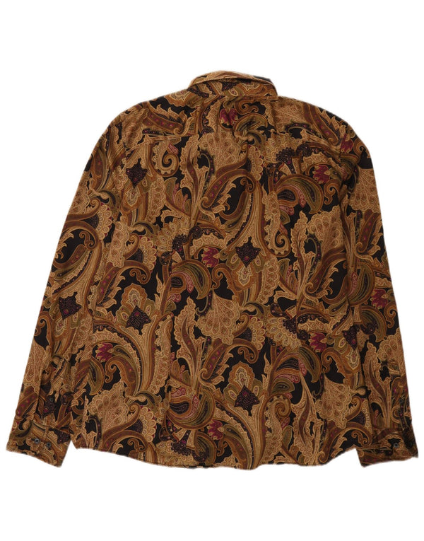 Chaps Womens Shirt UK 18 XL Brown Paisley Cotton