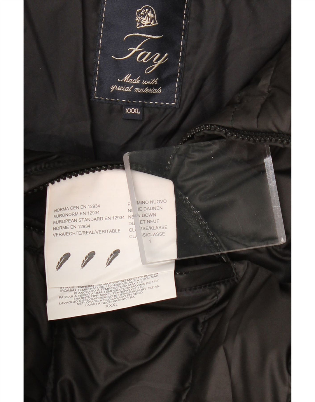 FAY Mens Padded Jacket UK 46 3XL Black Polyester