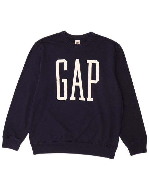 GAP Mens Graphic Sweatshirt Jumper Large Navy Blue Cotton