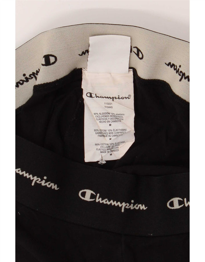 Champion Womens Graphic Leggings UK 12 Medium Black Cotton