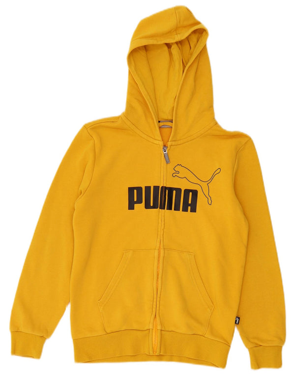 PUMA Boys Graphic Zip Hoodie Sweater 11-12 Years  Yellow Cotton