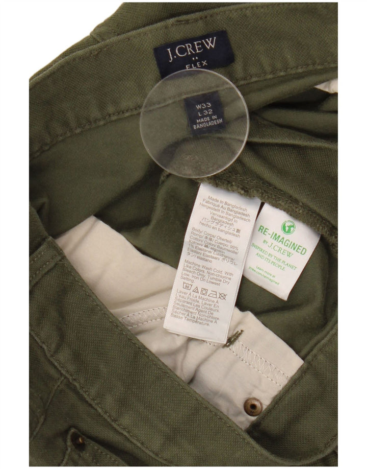 J. Crew Mens Flex Slim Fit Casual Trousers W33 L32 Khaki Cotton