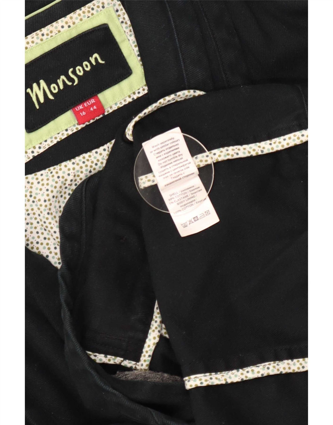 Monsoon Womens 1 Button Blazer Jacket UK 16 Large Black Cotton