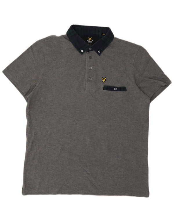 Lyle & Scott Mens Rugby Polo Shirt Large Grey Cotton