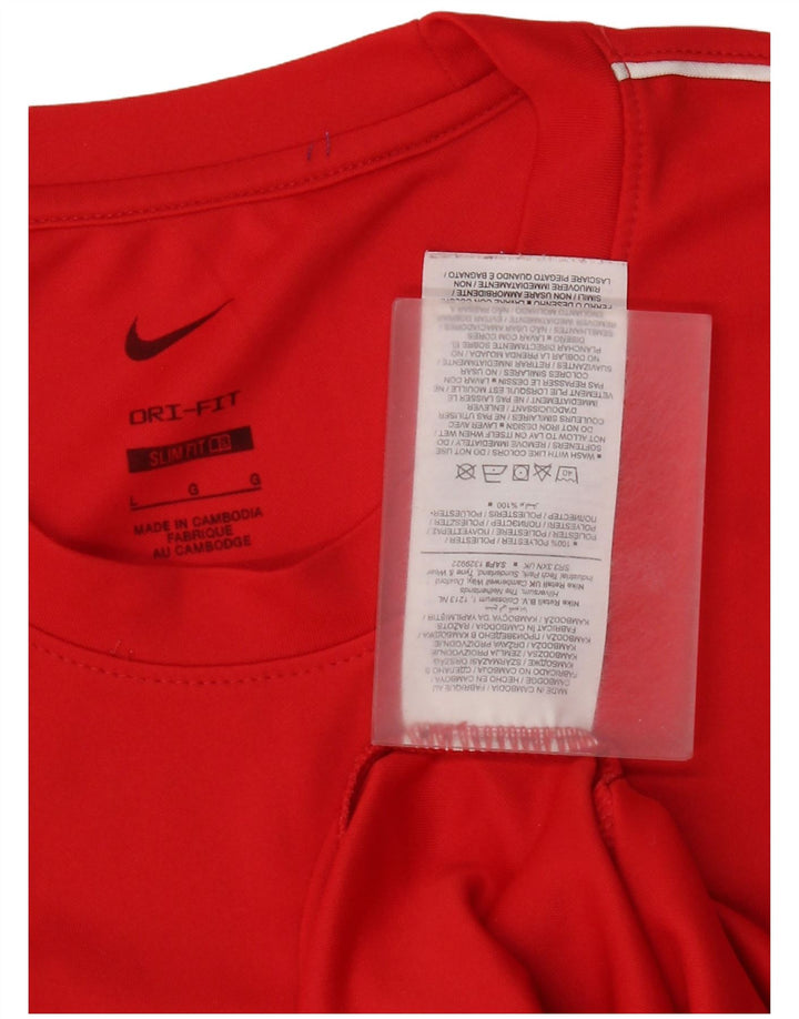 Nike Mens Dri Fit Slim Fit T-Shirt Top Large Red Polyester