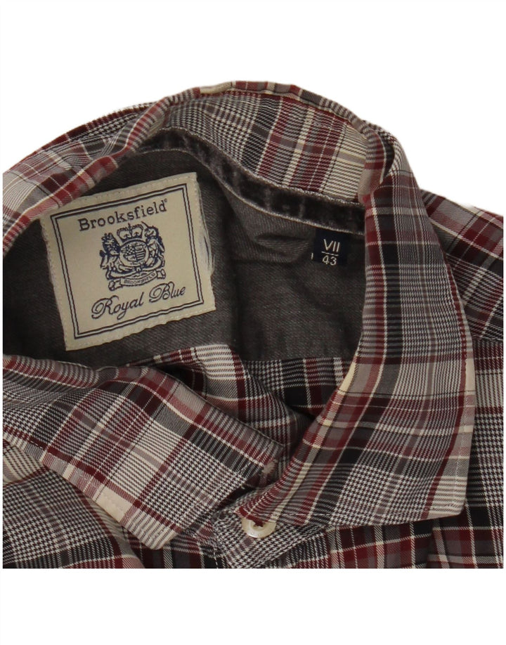 Brooksfield Mens Shirt Size 43 Large Grey Check