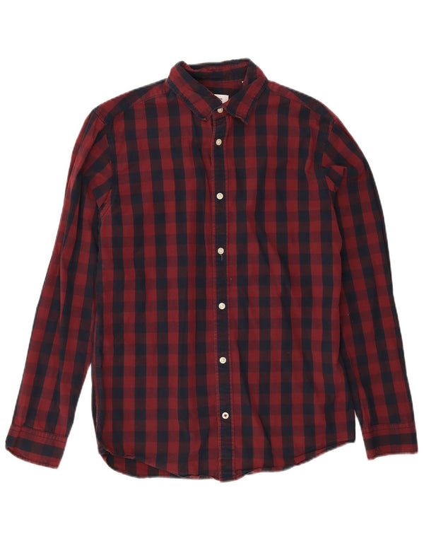 Jack & Jones Mens Shirt Medium Burgundy Gingham