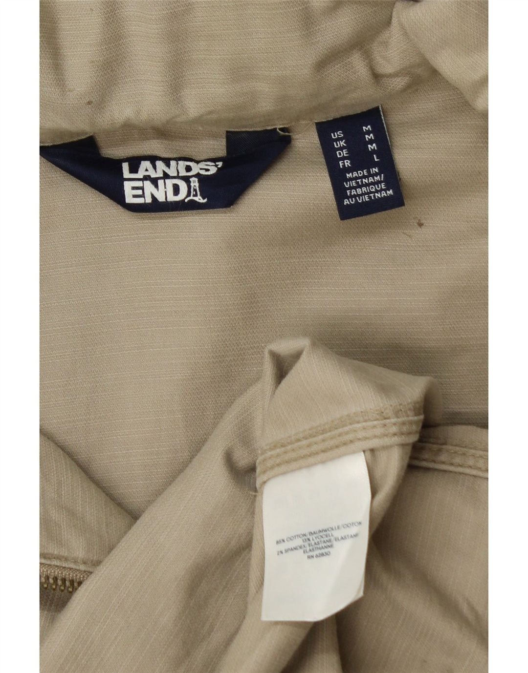 Lands End Womens Hooded Utility Jacket UK 14 Medium Green Cotton