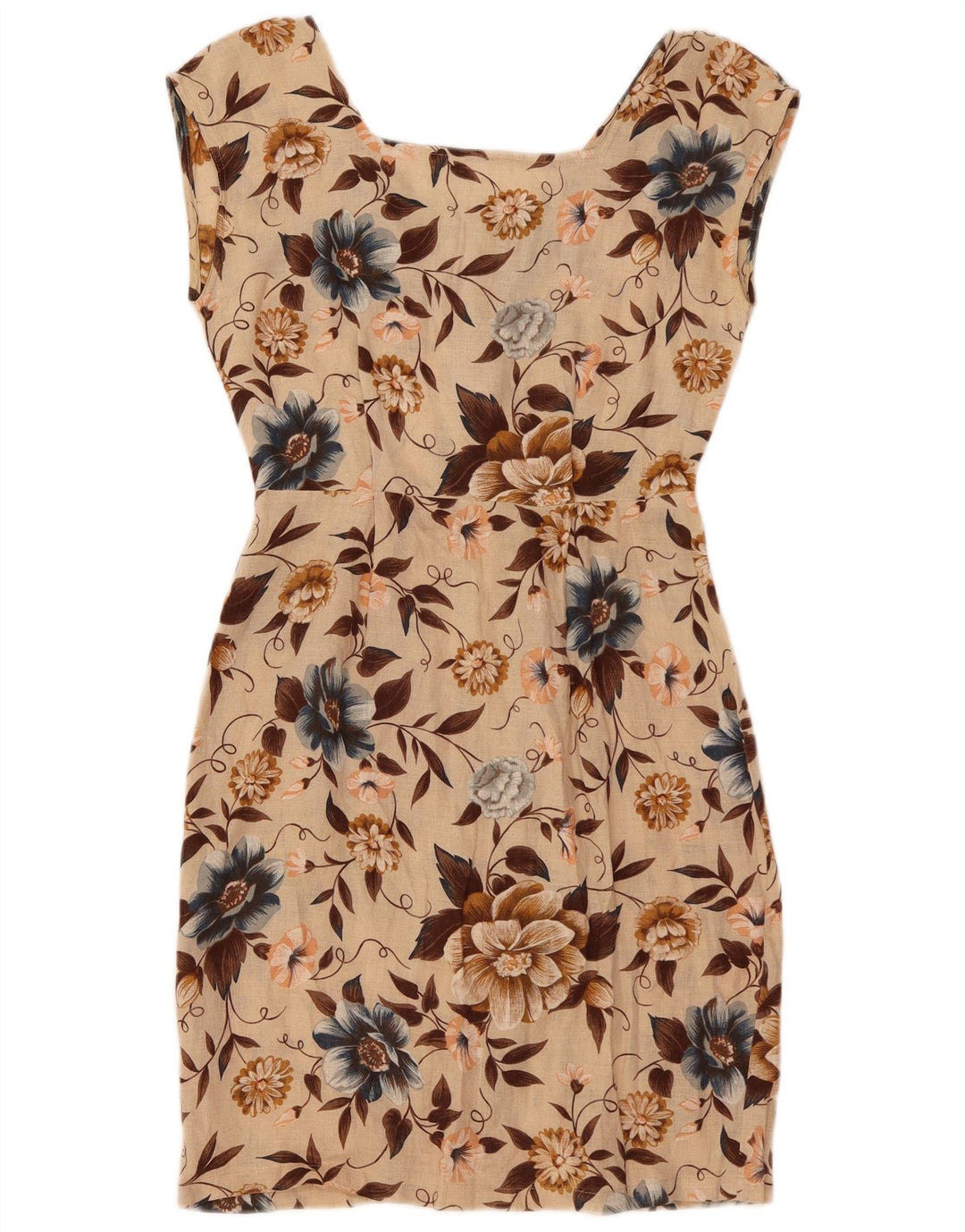 PENNY BLACK Womens Sleeveless Sheath Dress IT 40 Small Beige Floral Linen