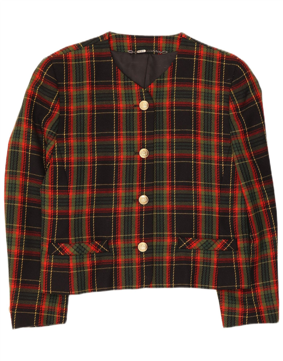 HMC Womens 4 Button Blazer Jacket UK 14 Large Multicoloured Plaid New Wool
