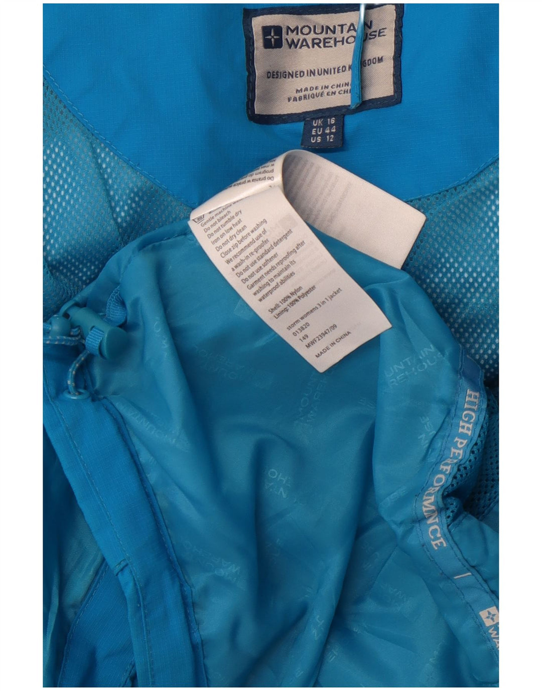 MOUNTAIN WAREHOUSE Womens Hooded Rain Jacket UK 16 Large Blue Nylon