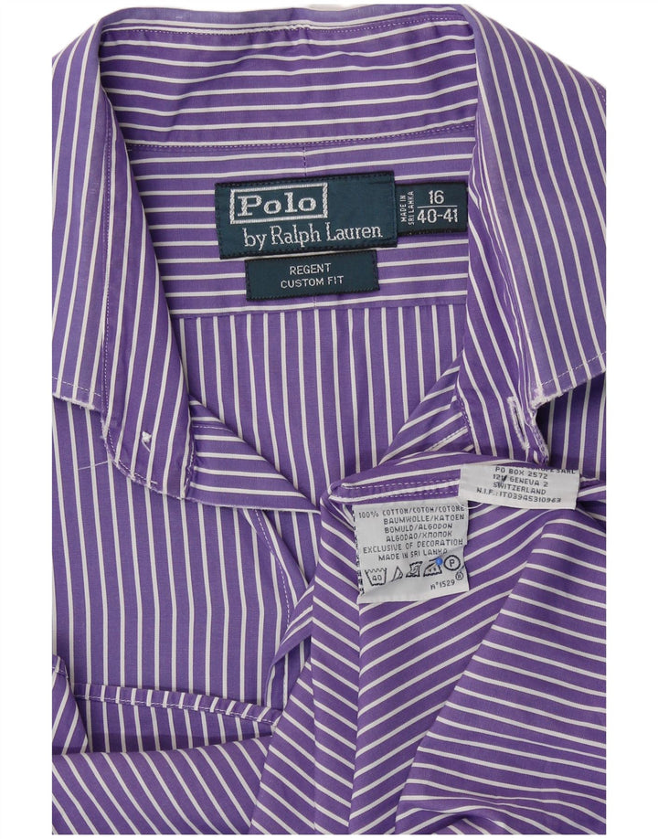 Polo Ralph Lauren Mens Regent Shirt Size 16 Large Purple Striped Cotton