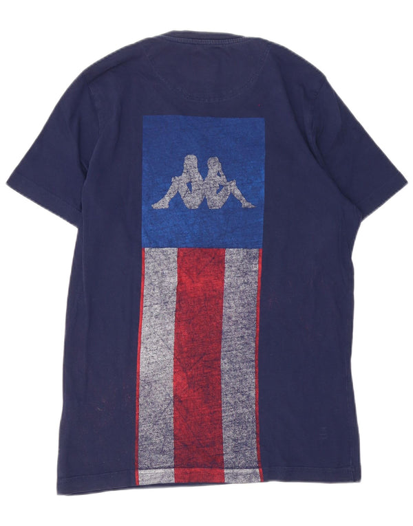 Kappa Mens Graphic T-Shirt Top Medium Navy Blue Colourblock Cotton
